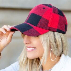 Fall Plaid Ball Cap - Red